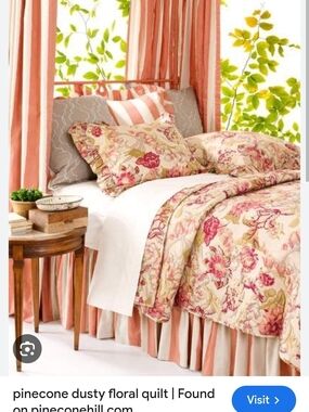 Pine Cone Hill Cotton Queen Quilt, Dust Ruffle, One Ruffled Sham, All New